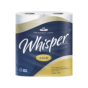 WHISPER GOLD 3 PLY TOILET ROLLS (40)