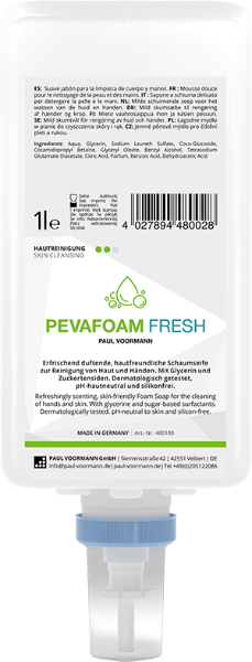 480180 PEVAFOAM Fresh Soap 1L Care & Clean Bottle (6)